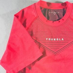 286 | YoungLA Mens Medium Seamless Compression Athletic Performance Gym Tee Red